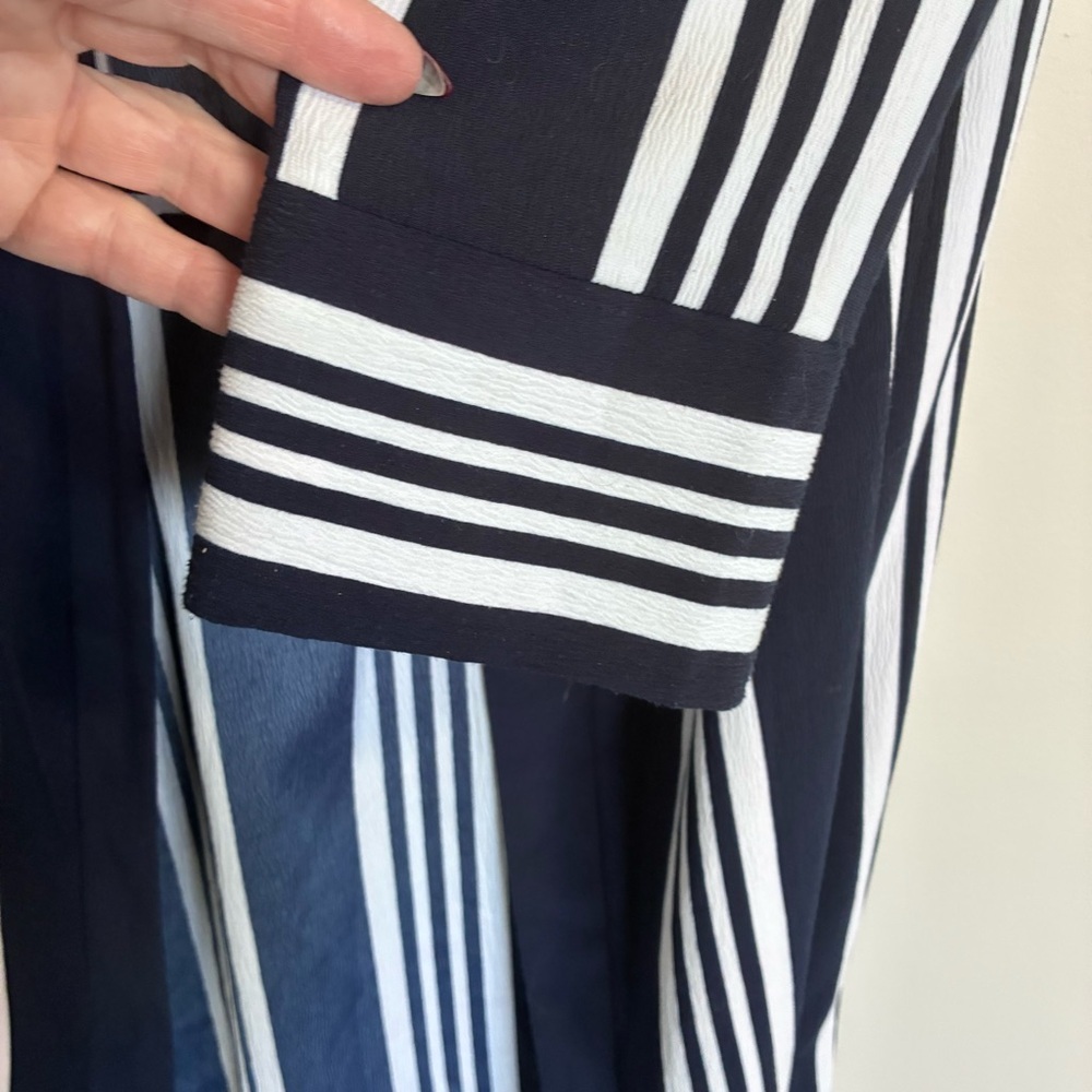 Cleo - Blue and White Striped Drifter Length Top - M - Picture 5 of 9